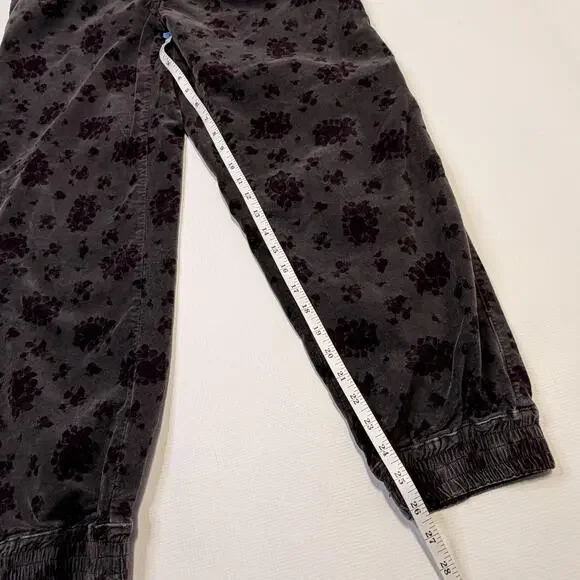 Anthropologie Pants Womens Medium Gray Floral Corduroy Joggers Elastic Cuff - Picture 4 of 12